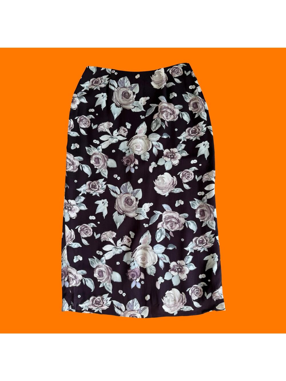 00's vintage purple 100% silk floral whimsigoth y2k midi maxi skirt Size 6